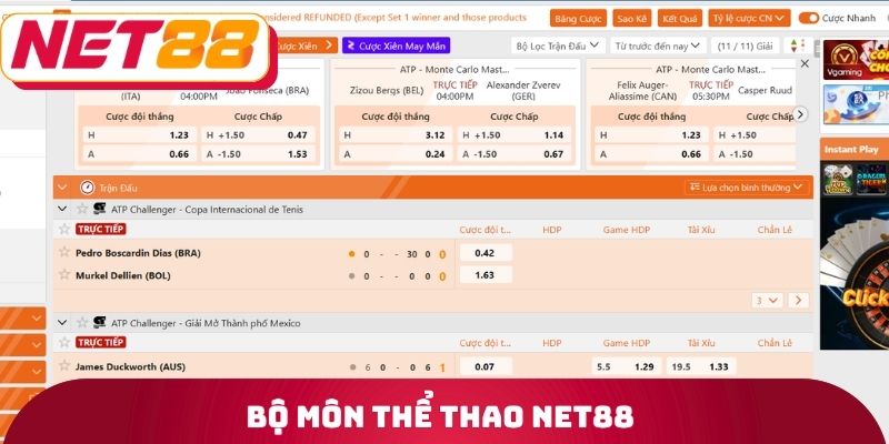 Bộ môn thể thao Net88