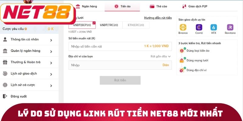 Lý do sử dụng Link rút tiền Net88 mới nhất